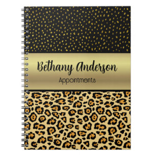 Leopard Print, Faux Gold gepersonaliseerd Notitieb Notitieboek