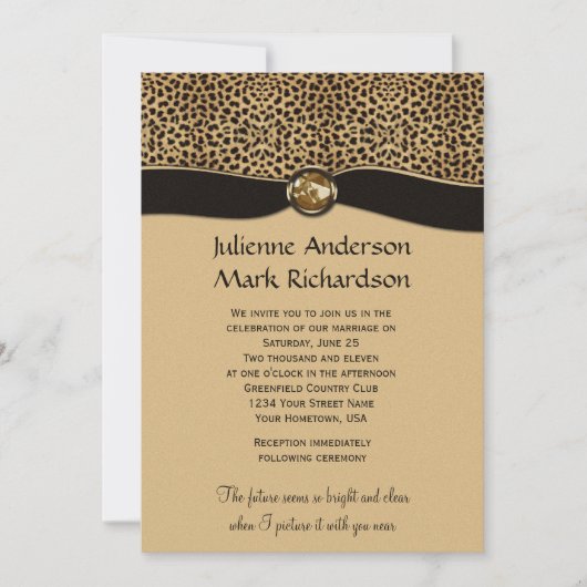 Leopard Print FAUX Ribbon Jewel Weddenschap Kaart (Voorkant)