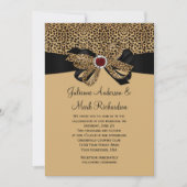 Leopard Print FAUX Ruby Diamonds ribbon Wedding Kaart (Voorkant)