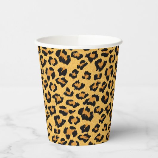 Leopard Print Faux, Wilde Style Safari Patroon Papieren Bekers (Links)