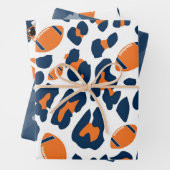 Leopard Print & Football Game Day Pattern Inpakpapier Vel (In situ)