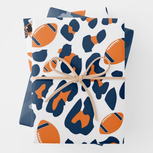 Leopard Print & Football Game Day Pattern Inpakpapier Vel (In situ)