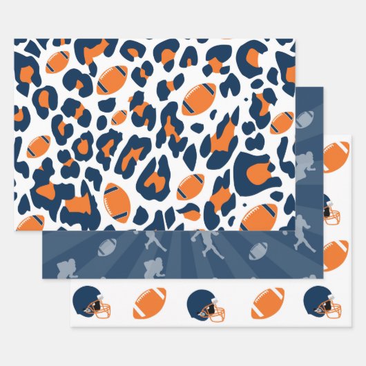 Leopard Print & Football Game Day Pattern Inpakpapier Vel (Set)