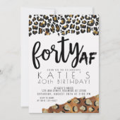 Leopard Print Forty AF Gold Glitter 40e verjaardag Kaart (Voorkant)