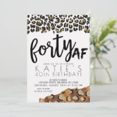 Leopard Print Forty AF Gold Glitter 40e verjaardag Kaart (Staand voorkant)