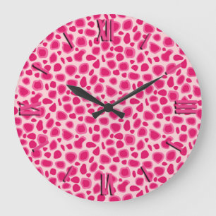 Leopard Print - Fuchsia and light roze Grote Klok