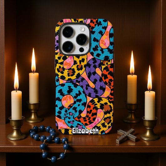 Leopard Print Funk: kleurrijke golven Case-Mate iPhone Case