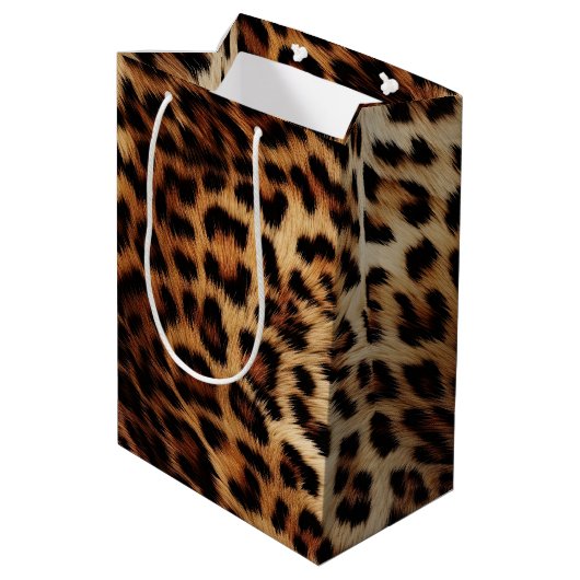Leopard Print Fur Medium Cadeauzakje (Achterkant Gekanteld)