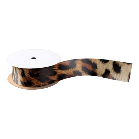 Leopard Print Fur Satijnen Lint (Spoel)