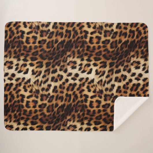 Leopard Print Fur Sherpa Deken (Voorkant (horizontaal))