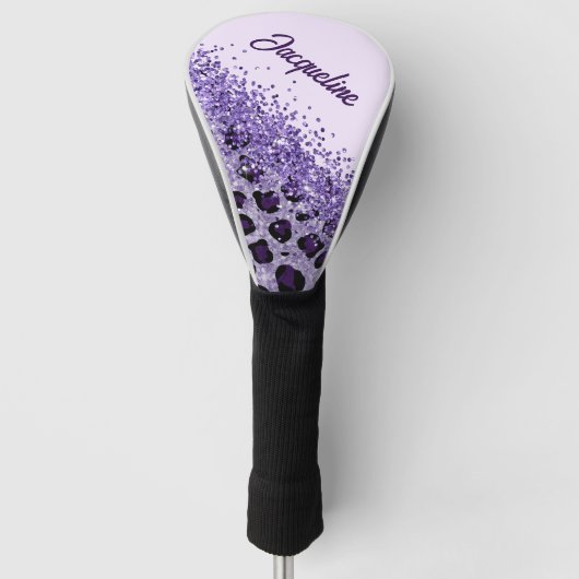 Leopard Print Gepersonaliseerd Golfhoofd Hoesje Golfheadcover (Voorkant)
