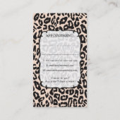 Leopard Print Glam Hair Stylist Afspraakkaarten Afsprakenkaartje (Achterkant)