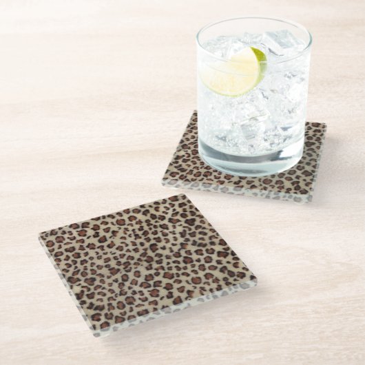 Leopard Print Glazen Onderzetter (Schuin)