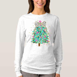 Leopard Print + Glitter Christmas LS Shirt