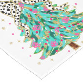 Leopard Print + Glitter Kerstboom Runner Korte Tafelloper (Hoek)