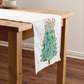 Leopard Print + Glitter Kerstboom Runner Korte Tafelloper (Voorbeeld)