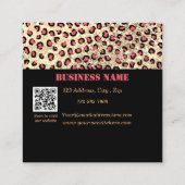 Leopard Print Glitter Zwart QR Code Korting Kaart Vierkante Visitekaartje (Achterkant)