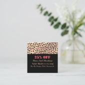 Leopard Print Glitter Zwart QR Code Korting Kaart Vierkante Visitekaartje (Staand voorkant)