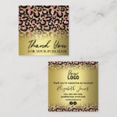 Leopard Print Gold Bedankt voor je aankoop Vierkante Visitekaartje (Voorkant / Achterkant)