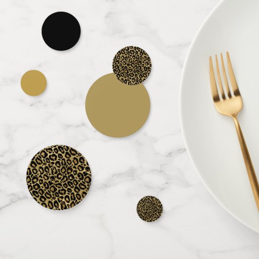 Leopard Print Gold Black Animal Print Confetti (Groep)