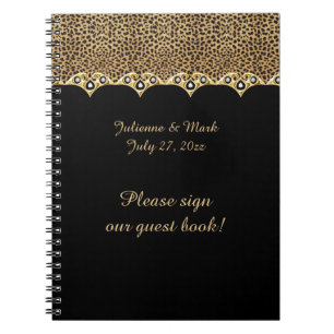Leopard Print Gold Diamonds Guest Book Notitieboek