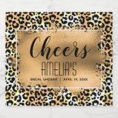 Leopard Print Gold Faux Folie Proost Sparkling Wijnetiket (Enkel label)