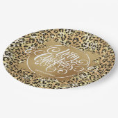 Leopard Print Gold Faux Folie Vrolijk kerstfeest Papieren Bordje (Gekanteld)