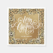 Leopard Print Gold Faux Folie Vrolijk kerstfeest Servet (Voorkant)