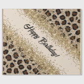 Leopard Print Gold Glitter Cadeaupapier (Vlak)