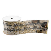 Leopard Print Gold Glitter Satijnen Lint (Spoel)