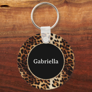 Leopard Print Gold Glitter Sparkle Lijst Sleutelhanger