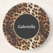 Leopard Print Gold Glitter Sparkle Lijst Zandsteen Onderzetter (Voorkant)