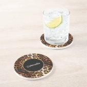Leopard Print Gold Glitter Sparkle Lijst Zandsteen Onderzetter (Zijkant)