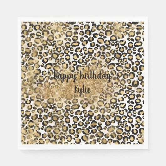 Leopard Print Gold Glitter Sparkle Servet (Voorkant)