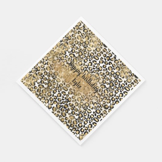 Leopard Print Gold Glitter Sparkle Servet (Hoek)