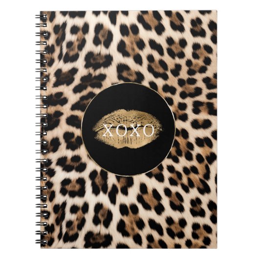 Leopard Print Gold Lips XOXO Notitieboek (Voorkant)