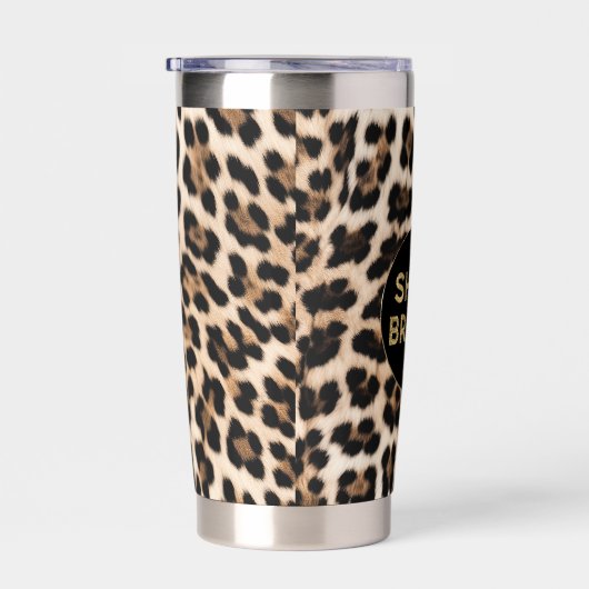 Leopard Print Gold Shine Bright Geïsoleerde Drinkbeker (Rechts)