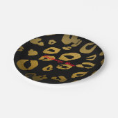 Leopard Print Goud & Zwart Chic Glam Party Borden Papieren Bordje (Gekanteld)