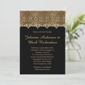 Leopard Print Gouden Diamanten Bling Wedding Kaart (Staand voorkant)