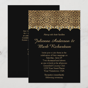 Leopard Print Gouden Diamanten Bling Wedding Kaart