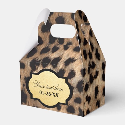 Leopard Print & Gouden Folie Chique Behandelen Fee Bedankdoosjes (Voorkant Zijde)