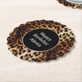 Leopard Print Gouden Glitter Sparkle Lijst Verjaar Kartonnen Onderzetters (Gekanteld)