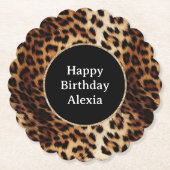 Leopard Print Gouden Glitter Sparkle Lijst Verjaar Kartonnen Onderzetters (Voorkant)