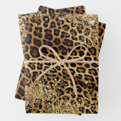 Leopard Print Gouden Glitzy Glitter Glitter Inpakpapier Vel (In situ)
