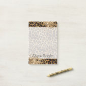 Leopard Print Gouden Glitzy Glitter Glitter Post-it® Notes (Op bureau)