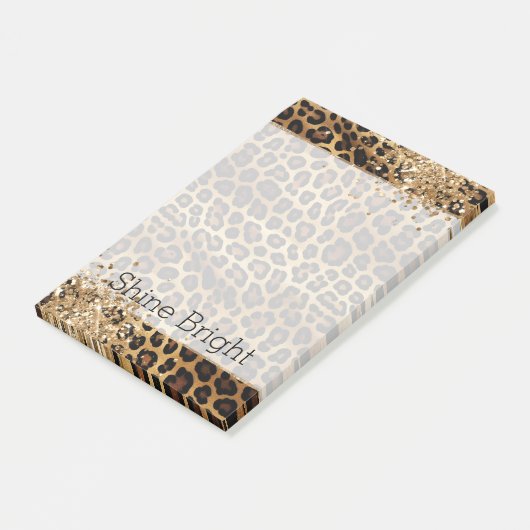 Leopard Print Gouden Glitzy Glitter Glitter Post-it® Notes (Schuin)