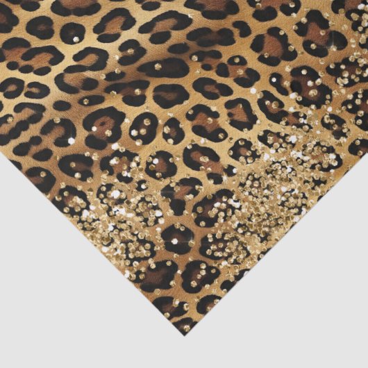 Leopard Print Gouden Glitzy Glitter Glitter Tissuepapier (Detail)
