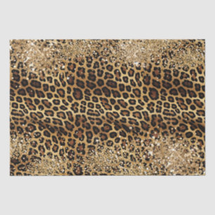 Leopard Print Gouden Glitzy Glitter Glitter Tissuepapier