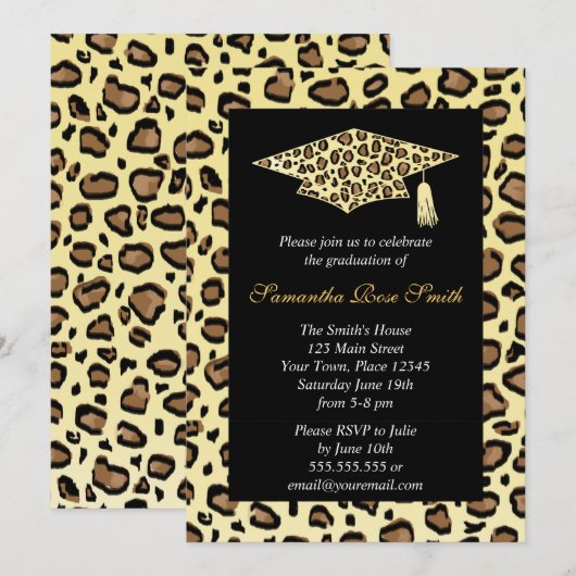 Leopard Print Graduation Party Kaart (Voorkant / Achterkant)