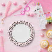 Leopard Print Gray en Black op Roze Papieren Bordje (Feest)